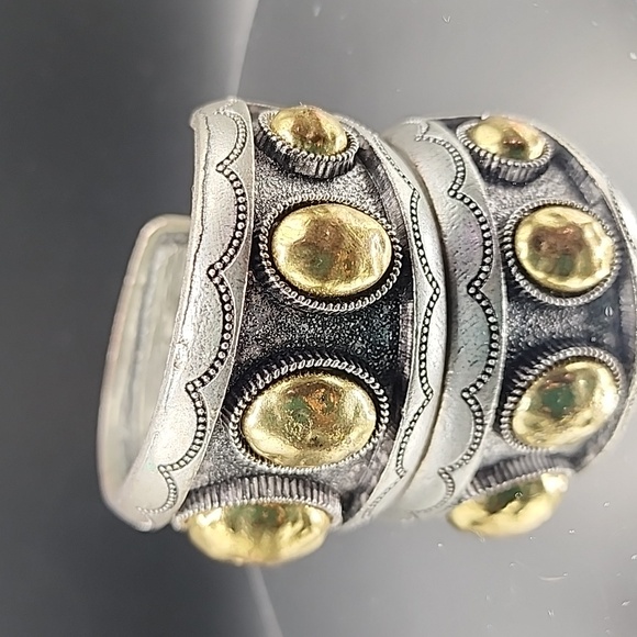 Vintage Gold & Silver Tone Brass Cuff Bracelet - Picture 4 of 8